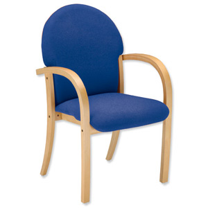Trexus Visitor Armchair Wood Upholstered Stackable Back H440mm Seat W500xD465xH480mm Blue
