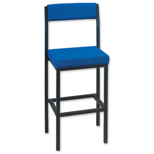 Trexus High Stool with Upholstered Backrest and Seat W410xD410xH700mm Blue Ident: 409D