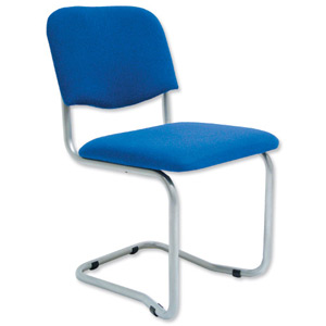 Trexus Cantilever Chair Upholstered Stackable Silver Frame Seat W480xD420xH470mm Blue Ident: 409A