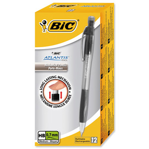 Bic Atlantis Mechanical Pencil Comfort-grip Retractable with 3 x HB 0.7mm Lead Ref 8206462 [Pack 12] Ident: 101C