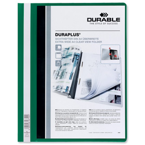 Durable Duraplus Quotation Filing Folder PVC with Clear Title Pocket A4 Green Ref 2579/05 [Pack 25]
