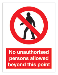 Stewart Superior Sign Self-adhesive Vinyl - No Unauthorised Persons - 200x150mm Ref NS021