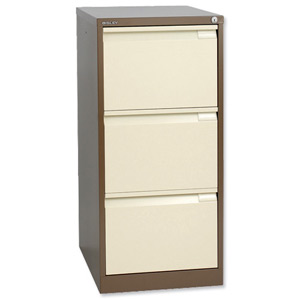 Bisley BS3E Filing Cabinet 3-Drawer H1016mm Brown and Cream Ref BS3E-0506 Ident: 460B