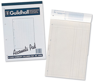 Guildhall Account Pad 6 Cash Column Ruled 41 Feint 60 Leaf A4 Ref GP6Z Ident: 55C