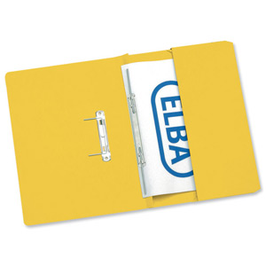 Elba Stratford Transfer Spring File Recycled Pocket 315gsm 32mm Foolscap Yellow Ref 100090150 [Pack 25] Ident: 198B