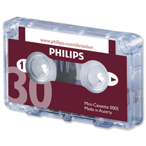 Philips Mini Cassette Dictation 30 Minutes Total 15 per Side Ref 0005 [Pack 10]