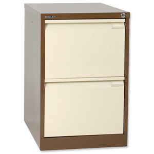 Bisley BS2E Filing Cabinet 2-Drawer H711mm Brown and Cream Ref BS2E-0506 Ident: 460B