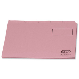 Elba Tabbed Folders Recycled Lightweight 180gsm Set of 5 Foolscap Pink Ref 100090121 [Pack 20] Ident: 184D