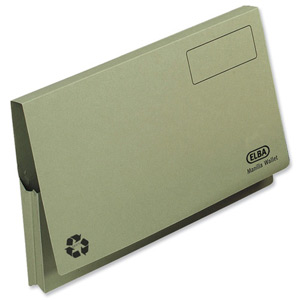 Elba Document Wallet Full Flap 285gsm Capacity 32mm Foolscap Green Ref 100090254 [Pack 50] Ident: 191C