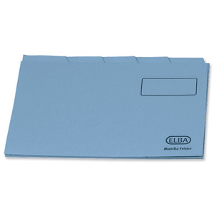 Elba Tabbed Folders Recycled Heavyweight 285gsm Set of 5 Foolscap Blue Ref 100090234 [Pack 20]
