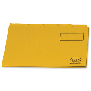 Elba Tabbed Folders Recycled Heavyweight 285gsm Set of 5 Foolscap Yellow Ref 100090237 [Pack 20] Ident: 184D