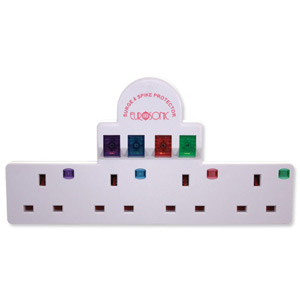 Eurosonic 4 Way Switched Neon Gang Surge Protector Ref ES987 Ident: 731D