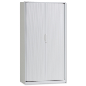 Triumph Metrix Side Opening Tambour Lockable Cupboard Steel W1000xD475xH1980mm Grey Ref M191T Ident: 470A