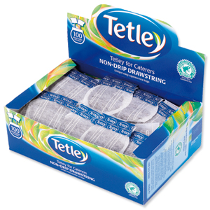 Tetley Tea Bags Drawstring Non Drip Ref 1050 [Pack 100] Ident: 608A