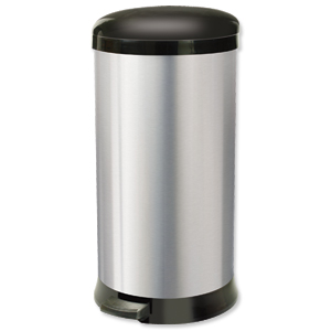 Addis Pedal Bin Cushion Close 30 Litre Stainless Steel Ref 507650 Ident: 520D