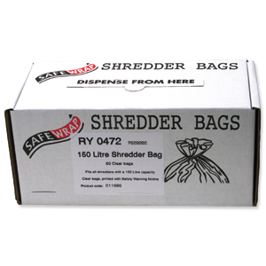 Robinson Young Safewrap Shredder Bags 150 Litre Ref RY0472 [Pack 50]