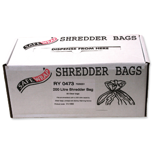Robinson Young Safewrap Shredder Bags 200 Litre Ref RY0473 [Pack 50] Ident: 522D