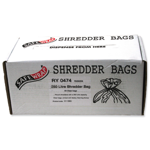 Robinson Young Safewrap Shredder Bags 250 Litre Ref RY0474 [Pack 50] Ident: 522D