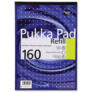 Pukka Pad Refill Pad Headbound Ruled with Margin Punched 80gsm 160pp A4 White Ref REF80/1 [Pack 6] Ident: 39C
