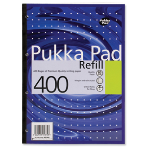 Pukka Pad Refill Pad Sidebound Ruled with Margin Punched 80gsm 400pp A4 White Ref REF400 [Pack 5] Ident: 39C