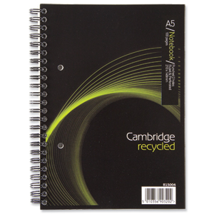 Cambridge EveryDay Notebook Wirebound Recycled 100 Pages 80gsm A5 Ref 400020509 [Pack 5 Ident: 37G