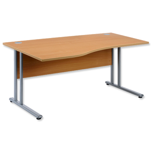 Sonix Style Cantilever Wave Desk Left Hand W1600xD1000-800xH725mm Beech Ident: 427A