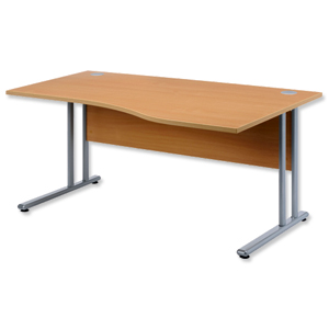 Sonix Style Cantilever Wave Desk Right Hand W1600xD1000-800xH725mm Beech Ident: 427A