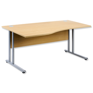 Sonix Style Cantilever Wave Desk Left Hand W1600xD1000-800xH725mm Maple Ident: 427A