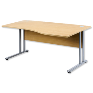 Sonix Style Cantilever Wave Desk Right Hand W1600xD1000-800xH725mm Maple Ident: 427A