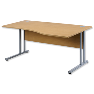 Sonix Style Cantilever Wave Desk Right Hand W1600xD1000-800xH725mm Oak Ident: 427A