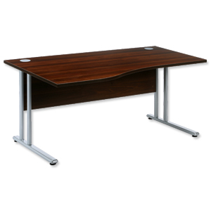 Sonix Style Cantilever Wave Desk Left Hand W1600xD1000-800xH725mm Dark Walnut