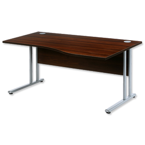 Sonix Style Cantilever Wave Desk Right Hand W1600xD1000-800xH725mm Dark Walnut Ident: 427A