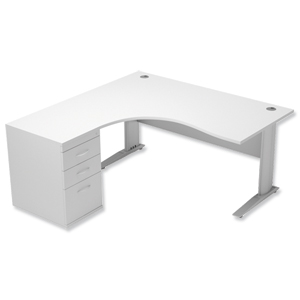 Sonix Premier Radial Desk Left Hand with 600mm Desk-High Pedestal W1600xD1600xH720mm White Ident: 425B