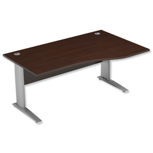Sonix Premier Cantilever Wave Desk Right Hand W1600xD1000-800xH725mm Dark Walnut Ident: 425C