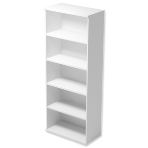 Trexus Tall Bookcase with Adjustable Shelves and Floor-leveller Feet W800xD420xH2053mm White Ident: 438A