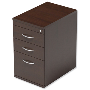Trexus Filing Pedestal Desk-High 3-Drawer W400xD600xH725mm Dark Walnut Ident: 436E