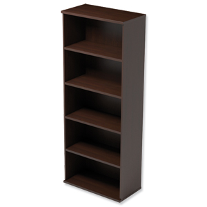 Trexus Tall Bookcase with Adjustable Shelves and Floor-leveller Feet W800xD420xH2053mm Dark Walnut Ident: 438A