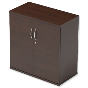 Trexus Low Cupboard with Lockable Doors W800xD420xH853mm Dark Walnut Ident: 438B