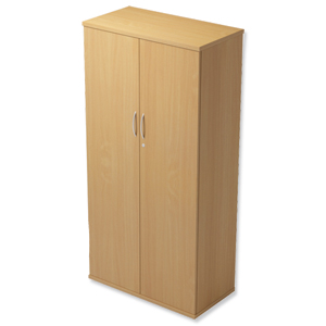 Trexus Medium Tall Cupboard with Adjustable Shelves and Floor-leveller Feet W800xD420xH853mm Beech