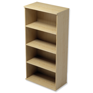 Trexus Medium Tall Bookcase with Adjustable Shelves and Floor-leveller Feet W800xD420xH1653mm Maple Ident: 438A