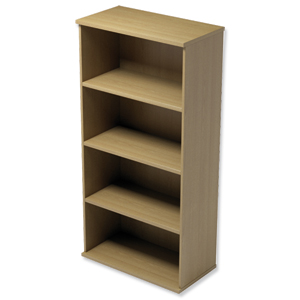 Trexus Medium Tall Bookcase with Adjustable Shelves and Floor-leveller Feet W800xD420xH1653mm Oak