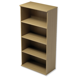 Trexus Medium Tall Bookcase with Adjustable Shelves and Floor-leveller Feet W800xD420xH1653mm Oak Ident: 438A