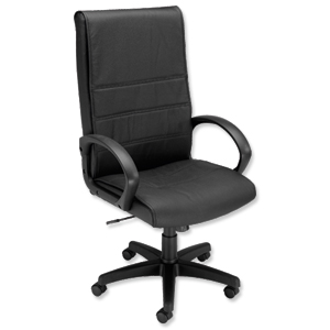 Trexus Norfolk Managers Armchair High Back 700mm Seat W530xD465xH450-550-mm Leather Black Ident: 393E