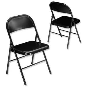 Trexus Folding Chair Seat W400xD400xH430mm Black [Pack 2]