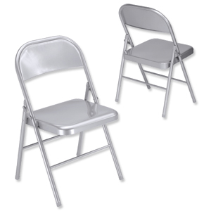 Trexus Folding Chair Seat W400xD400xH430mm Silver [Pack 2] Ident: 454E