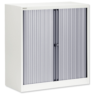 Bisley A4 EuroTambour Including 2 Shelves W1000xD430xH1030mm Silver Shutters White Frame