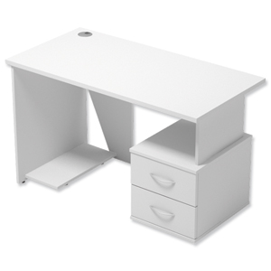 Sonix Ariel Home Work Desk with Pedestal W1200xD600xH725mm White Ident: 429A