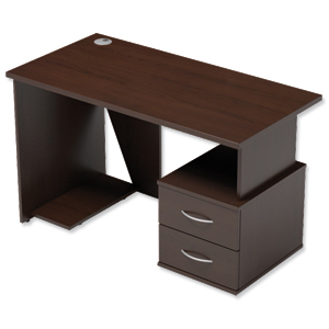 Sonix Ariel Home Work Desk with Pedestal W1200xD600xH725mm Dark Walnut