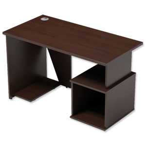 Sonix Ariel Home Workdesk with Pedestal W1200xD600xH725mm Dark Walnut Ident: 429B