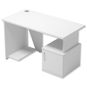 Sonix Ariel Home Work Desk with Cupboard W1200xD600xH725mm White Ident: 429C